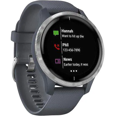 Спортивний годинник Garmin Venu Silver Stainless Steel Bezel w. Granite Blue and Silicone B. (010-02173-01/010-02173-03) - фото 3
