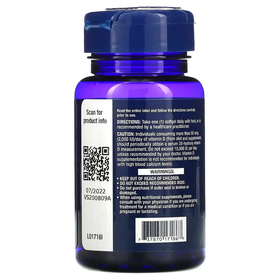 Витамины и минералы Life Extension Vitamin D3 7000 IU, 60 капсул - фото 3