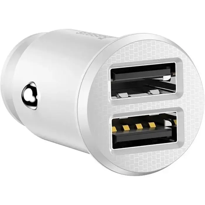 Автомобільний зарядний пристрій Baseus С8-K Grain Mini Smart Car Charger 3.1A 2хUSB White (651162372) - фото 2