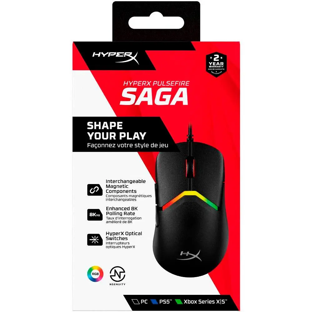 Миша HyperX Pulsefire Saga Black (A2PB3AA) [134289] - фото 11
