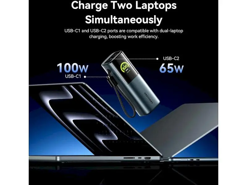 Зовнішній акумулятор (Power Bank) Vention 20000mAh 165W Gray (FKFH0) - фото 3