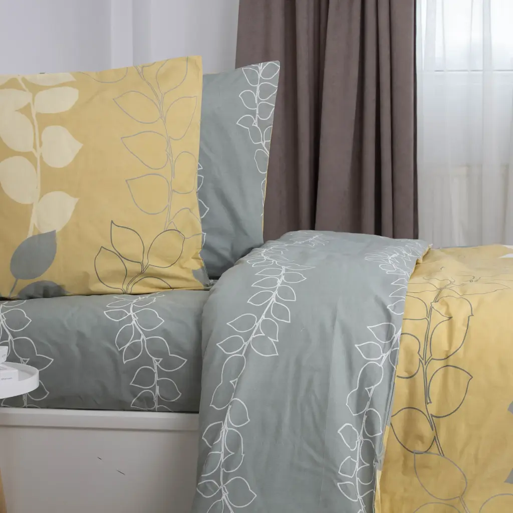 Комплект постільної білизни ТЕП Soft Dreams Grey Leaf євро бежевий сірий - фото 4
