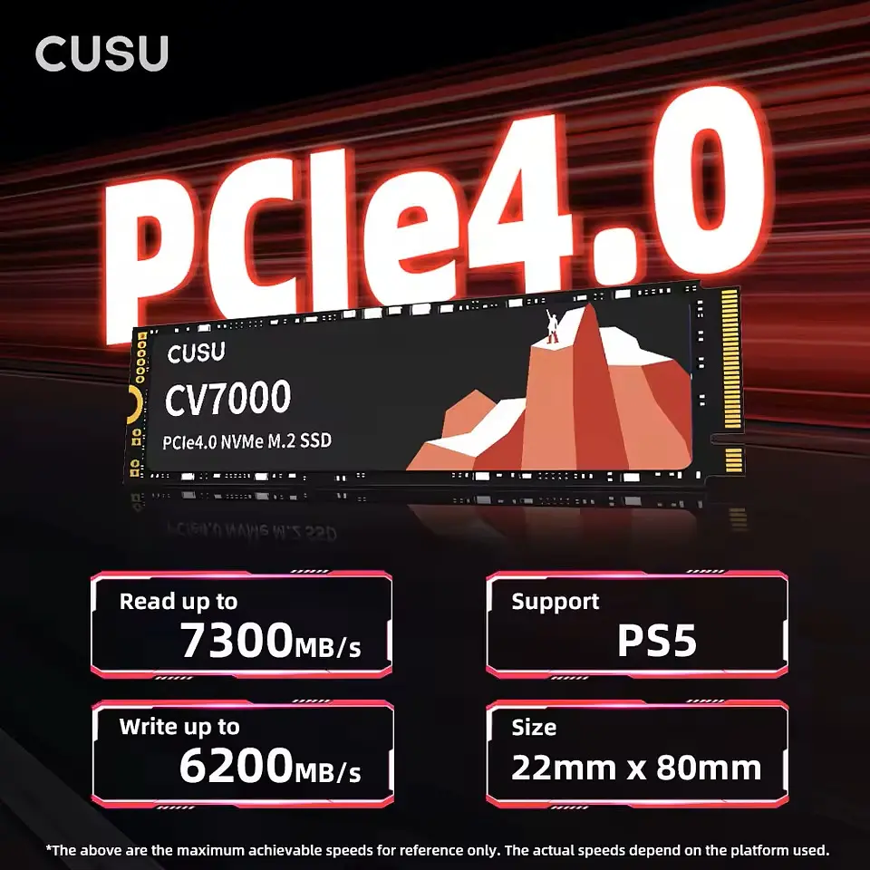 Твердотільний накопичувач SSD 1Tb, CUSU CV7000, PCI-E 4.0 x4, M.2 2280, 3D TLC, 7200/6100 МБ/с (KS2G11T0DS) - фото 3