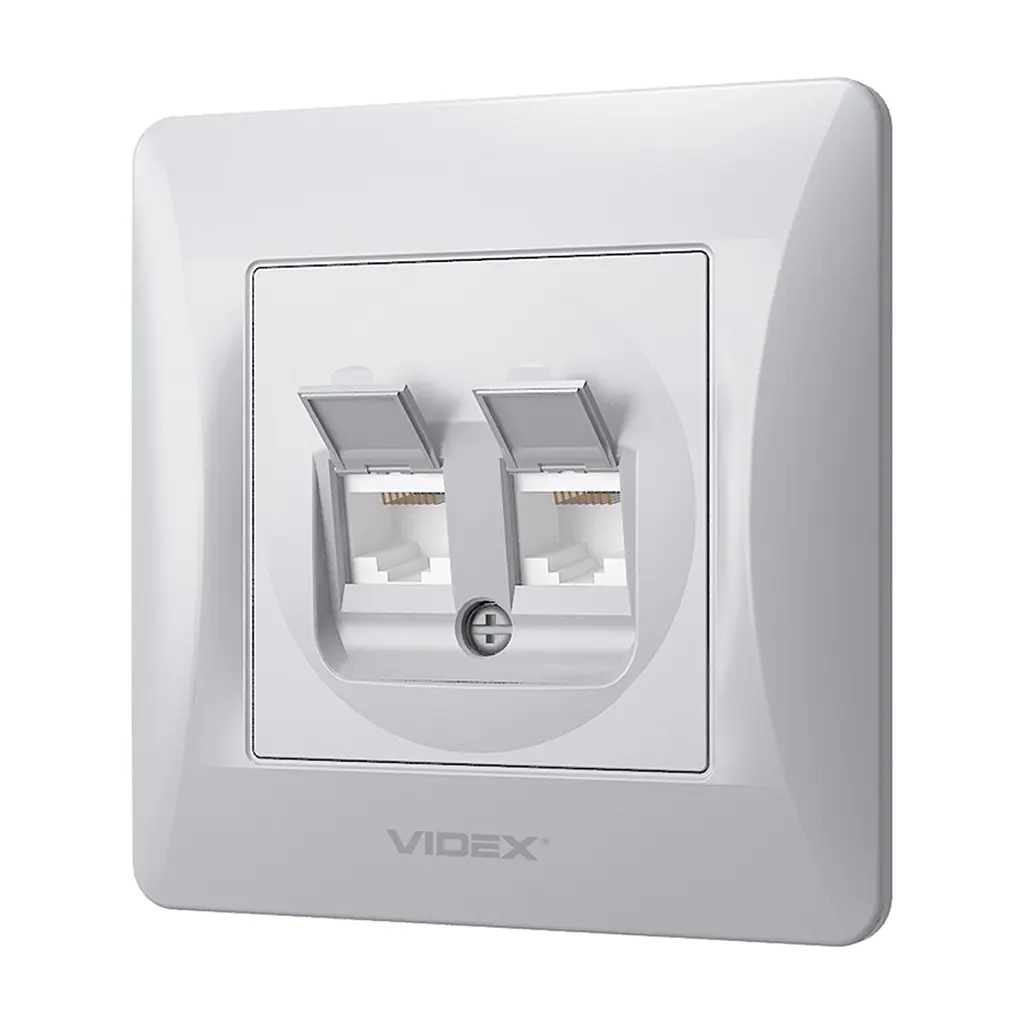 Комп'ютерна розетка Videx BINERA CAT6 + CAT6 подвійна сереб (VF-BNSK2PC6-SS) - фото 2