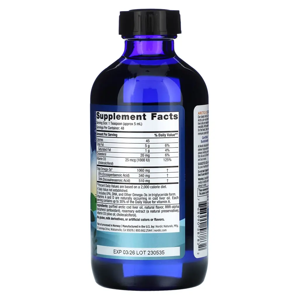 Риб'ячий жир з печінки тріски і D3 Nordic Naturals Arctic-D Cod Liver Oil зі смаком лимона 237 мл - фото 2