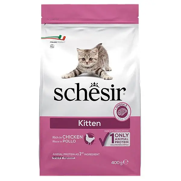 Сухий монопротеїновий корм для кошенят Schesir Cat Kitten Шезір з куркою 400 г (ШККК0.4)