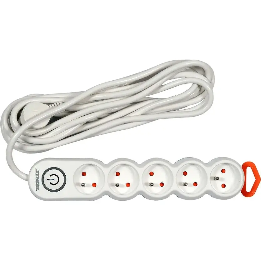 Подовжувач мережевий Sthor 5 м 5 гнізд і вмикач 3-жильний 1.5 мм² з заземленням білий (72358) - фото 2