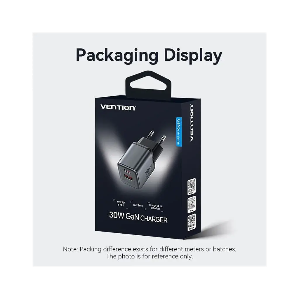 Зарядний пристрій Vention 1xUSB-C PD30W + 1xUSB QC3.0 18W GaN gray (FEWH0-EU) - фото 12