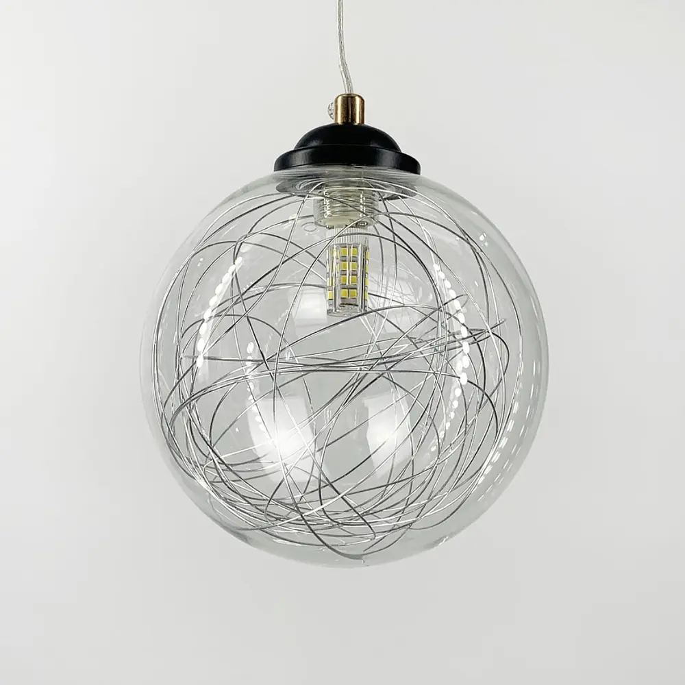 Підвіс Transparent Bubbles з плафоном з металевою хромованою ниткою Line.F 371/1 - фото 4