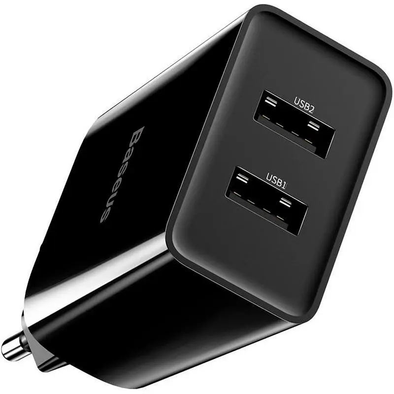 Сетевое зарядное устройство для Baseus Speed ​​Xiaomini 2USB 2.1A + Cable Lightning TZCCFS-R01 Black - фото 5