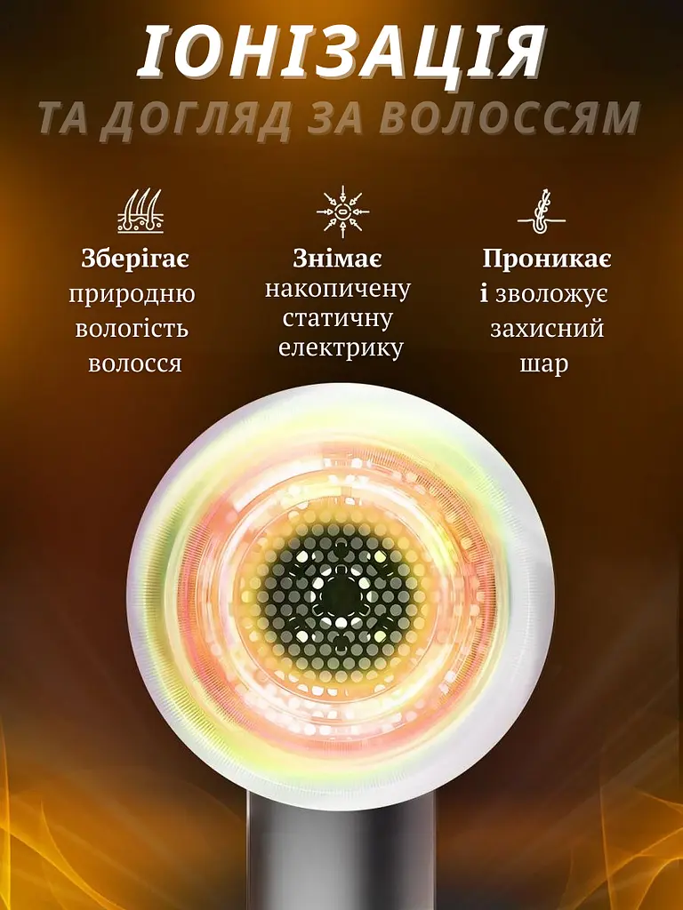 Професійний потужний компактний фен стайлер для волосся з функцією іонізації Powerful HAIR DRYER Білий з золотим (4573836222) - фото 3