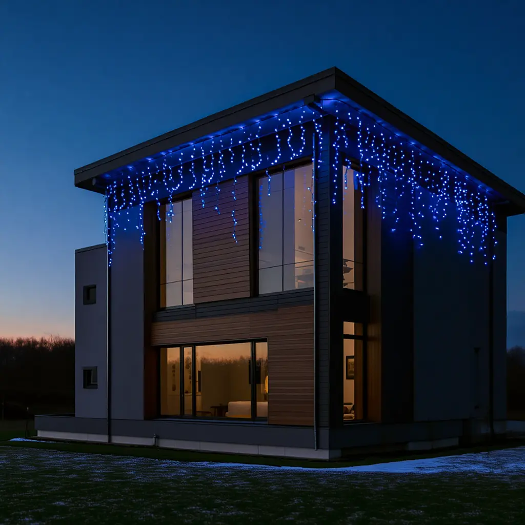 Уличная гирлянда Бахрома GarlandoPro 25 м 405 LED черная проволока Синяя 25MBBL - фото 6