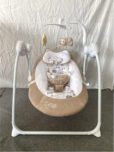 Крісло-гойдалка з пультом El Camino Teddy ME-1075-Beige-Animal світло-бежеве