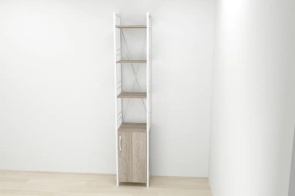 Этажерка 4/34 Ferrum-decor Серии Конект с тумбой 179x34x28 Белый ДСП Сонома Трюфель (FRD-104474) - фото 2
