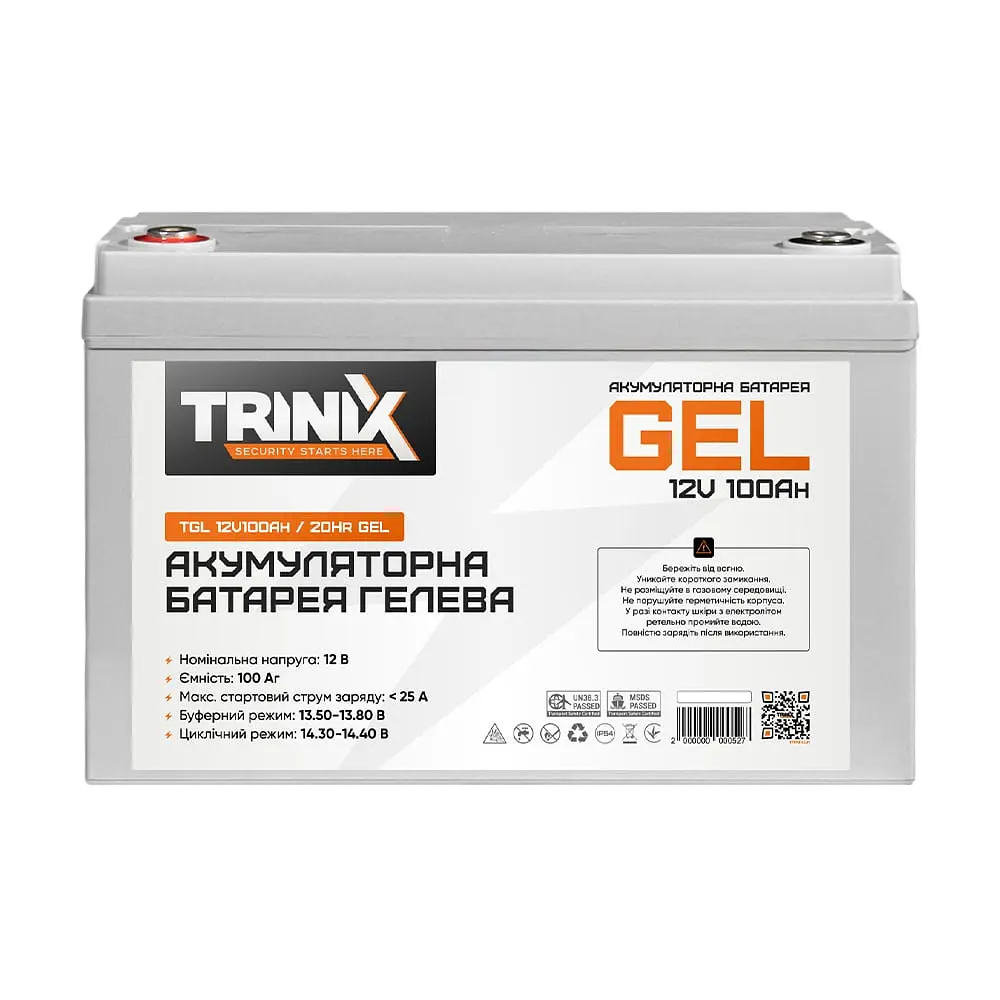 Акумуляторна батарея гелева 12В 100А*год Trinix TGL12V100Ah/20Hr GEL (44-00011) - фото 2
