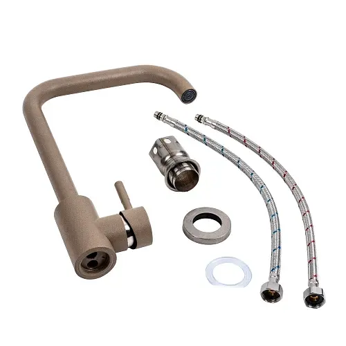 Змішувач кухонний Platinum NS02B (3008B-NA) поворотний одноважільний з нержавіючої сталі титан (000040928) - фото 2