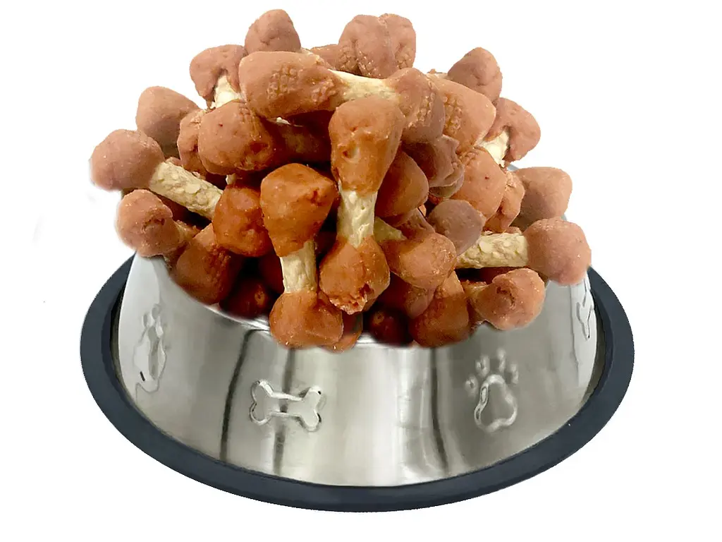 Лакомство для собак Lucky star Гантельки с мясом утки на прессованной кости из сыромятной кожи 6 см 85 г - фото 3