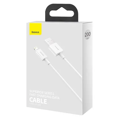 USB кабель Baseus Superior Series Fast Charging Data Cable USB to iP 2.4A 2m білий CALYS-C02 - фото 2