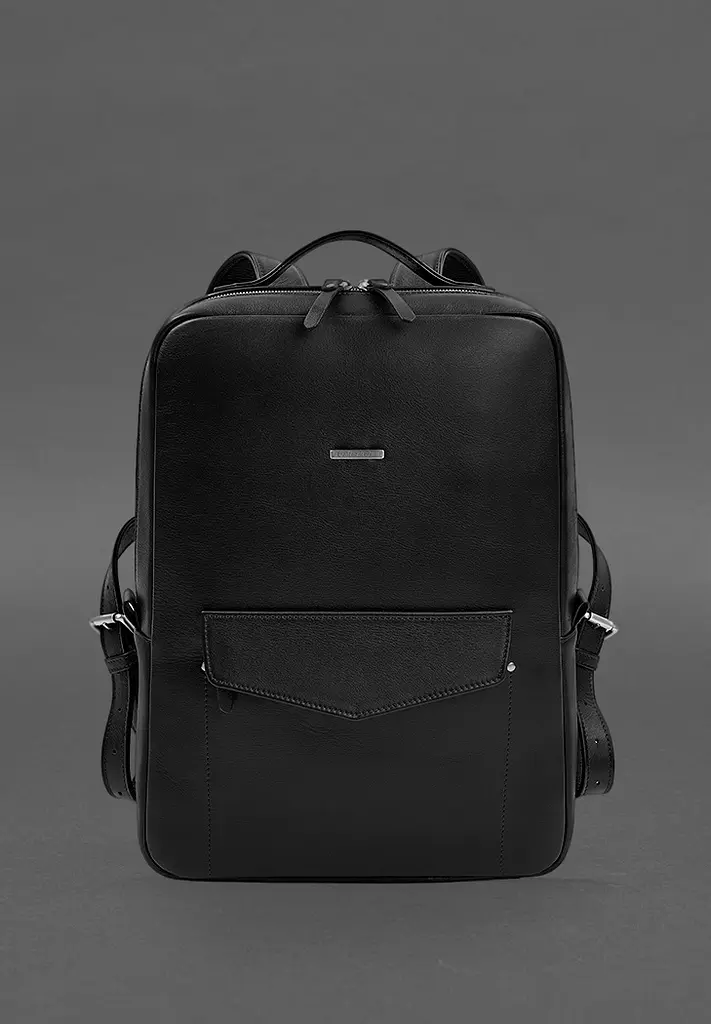 Шкіряний рюкзак на блискавці Cooper maxi чорний - фото 2