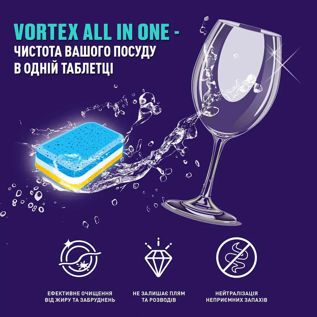 Таблетки для посудомоечной машины Vortex All in One 150 шт. - фото 3