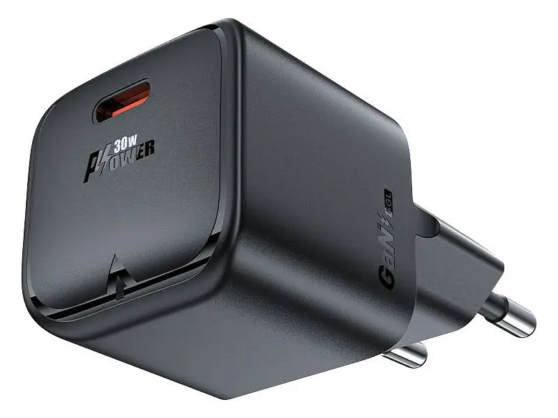 Мережевий зарядний пристрій Acefast A77 Mini PD30W GaN Black (6974316282662) - фото 2