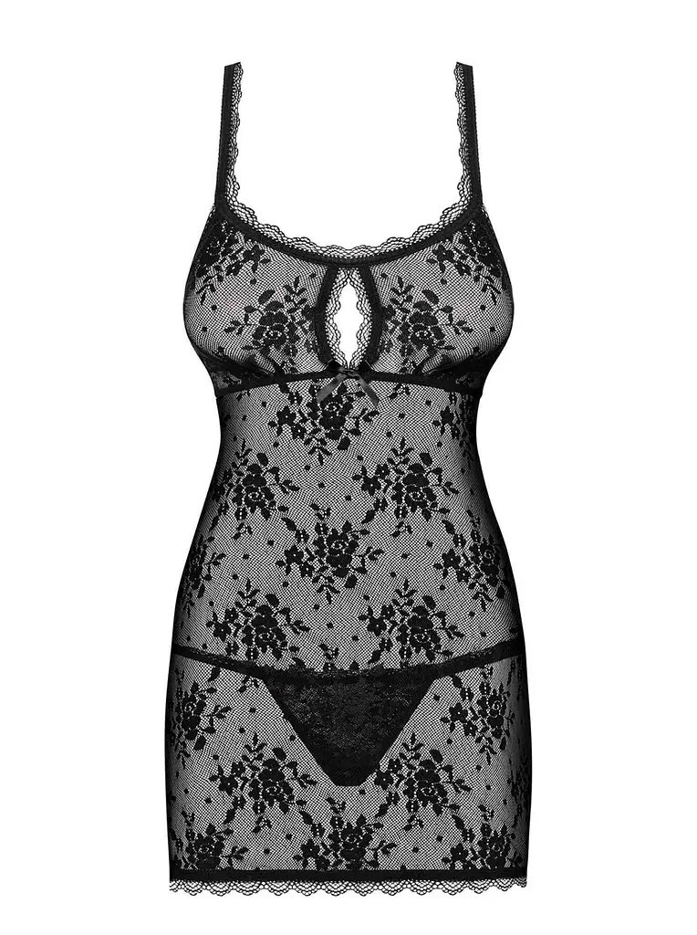 Пеньюар та трусики-стрінги Obsessive Behindy L/XL чорний - фото 6