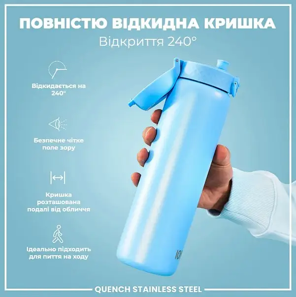 Пляшка для води ION8 1200 мл Stainless Steel Alaskan Blue металева (I8SS1000ABLU2) - фото 3