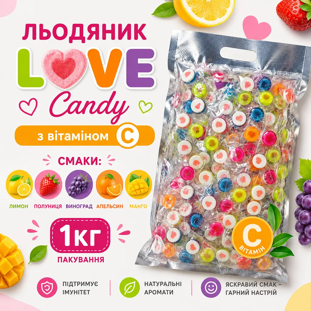 Льодяник LOVE Candy з вітаміном С 1 кг - фото 2