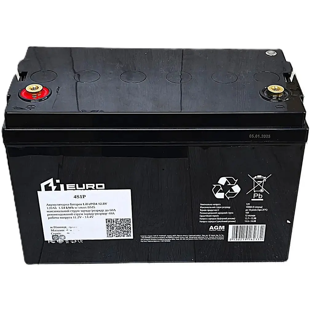 Акумуляторна батарея LiFePO4 12.8V 60Ah, 0.8 kWh w/BMS, пластиковий корпус, струм заряду до 30А - фото 2