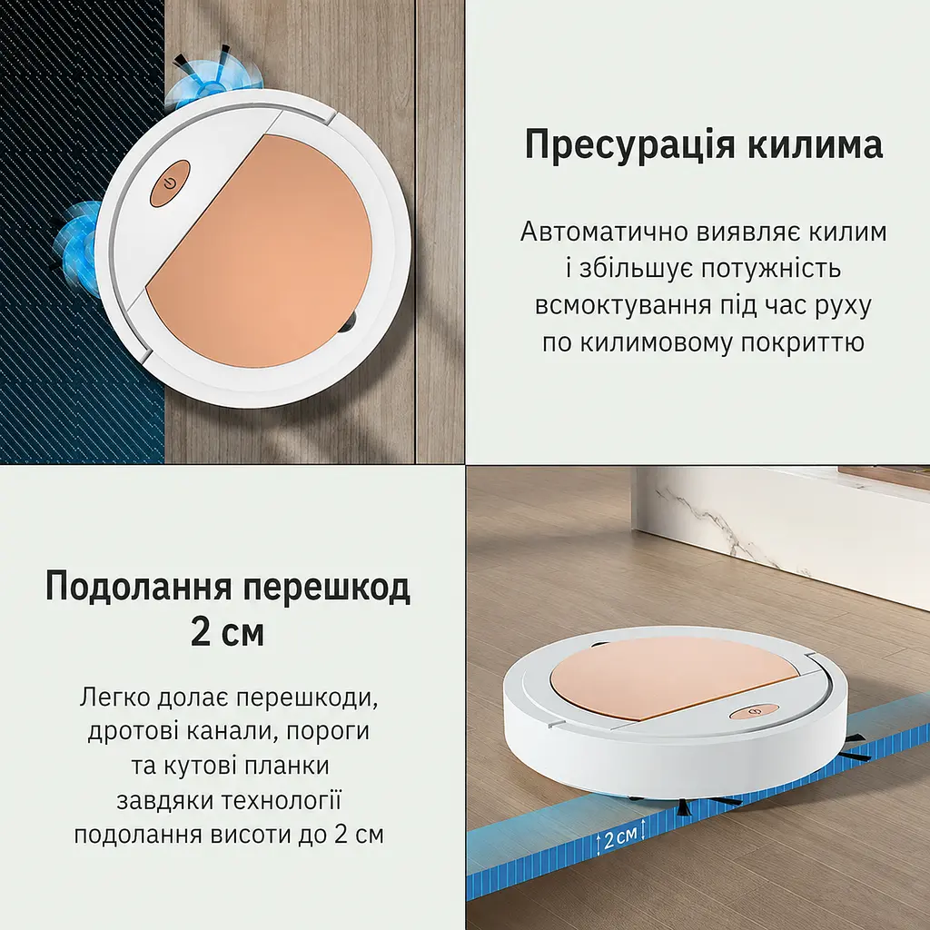 Акумуляторний робот пилосос 3в1 з вологим прибиранням / Пилосос для вологого та сухого прибирання LY-1248 1200 mAh - фото 4