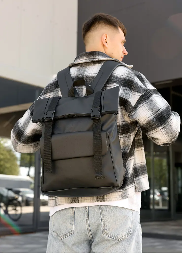 Чоловічий рюкзак Sambag RollTop Milton чорний 41 х 30 х 16 см (24251001m) - фото 4