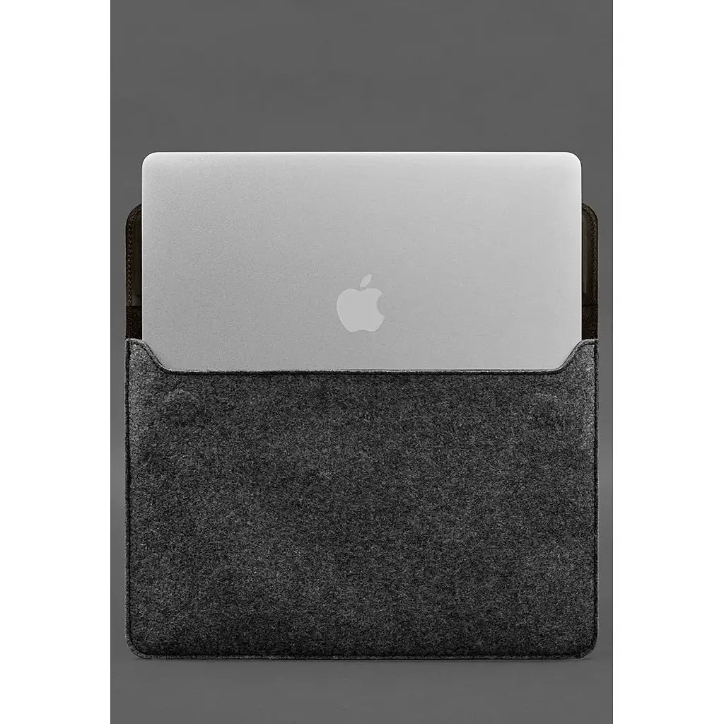Чохол-конверт BlankNote Crazy Horse для MacBook 16 із клапаном шкіра+фетр Темно-коричневий - фото 4