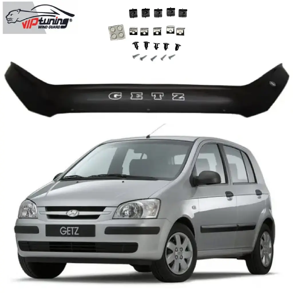 Дефлектор капоту мухобійка для Hyundai Gets 2002- 2005 Євро Кріплення (Vip Tuning) HYD05 - фото 2