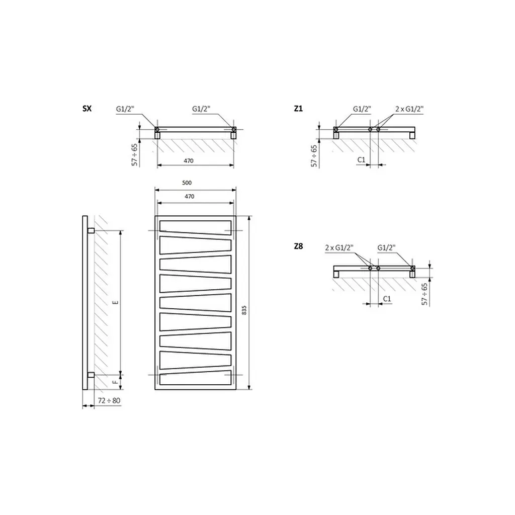 Сушарка для рушників Terma 835х500 Zigzag (WGZIG083050K9M5SX) - фото 3