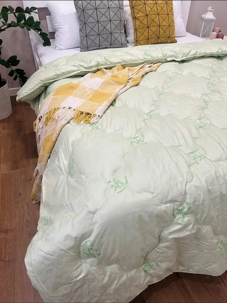 Ковдра полуторна стьобана зимова з бамбукового волокна Leri Max 21531 145х210 см салатова - фото 2