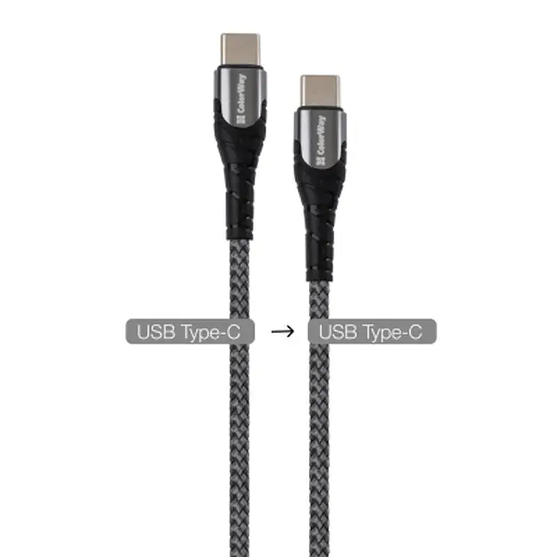 Дата кабель USB-C to USB-C 2.0m PD Fast Charging 65W 3A grey ColorWay (CW-CBPDCC039-GR) - фото 8
