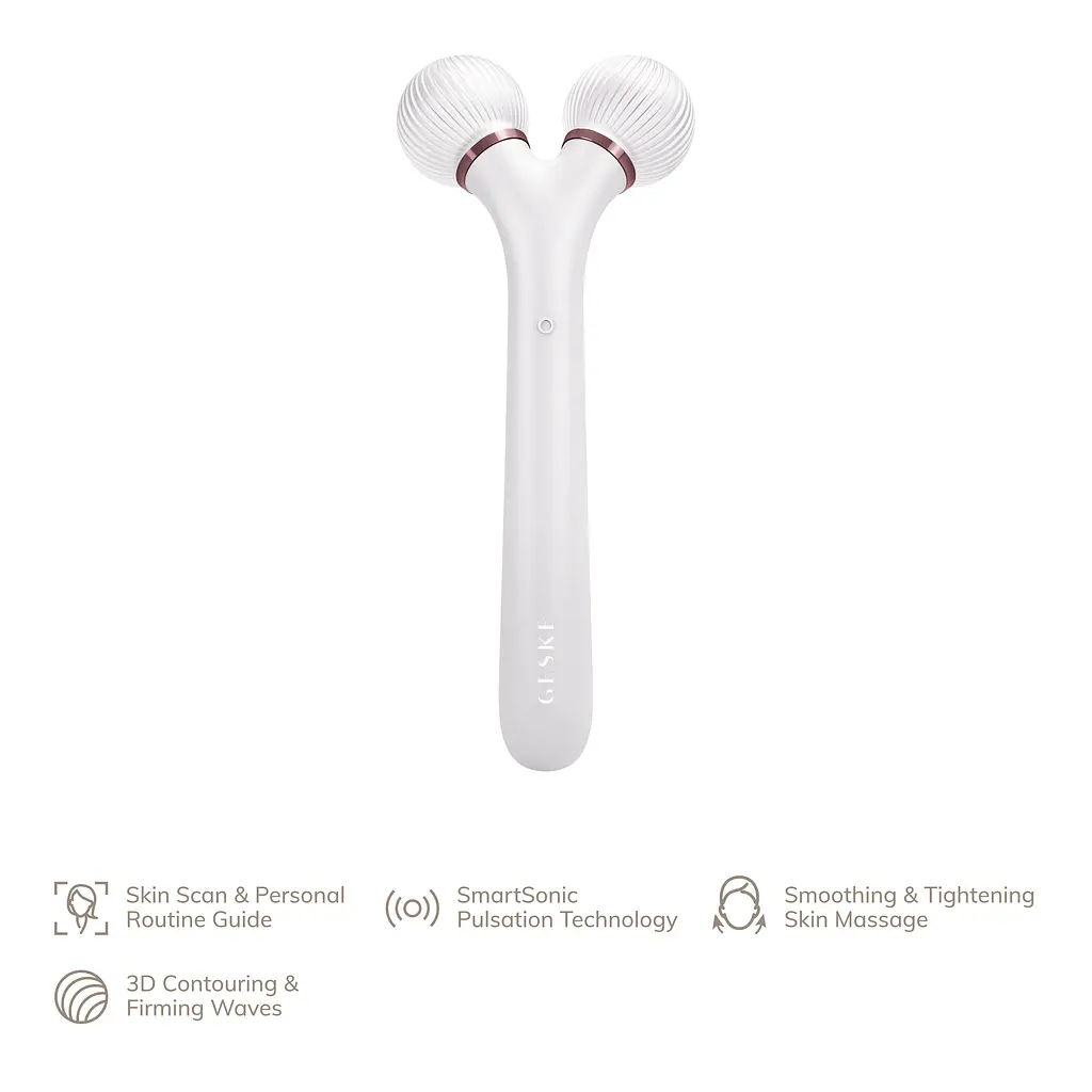 Електронний звуковий ролик для обличчя GESKE Sonic Facial Roller 4 в 1 пудровий - фото 4