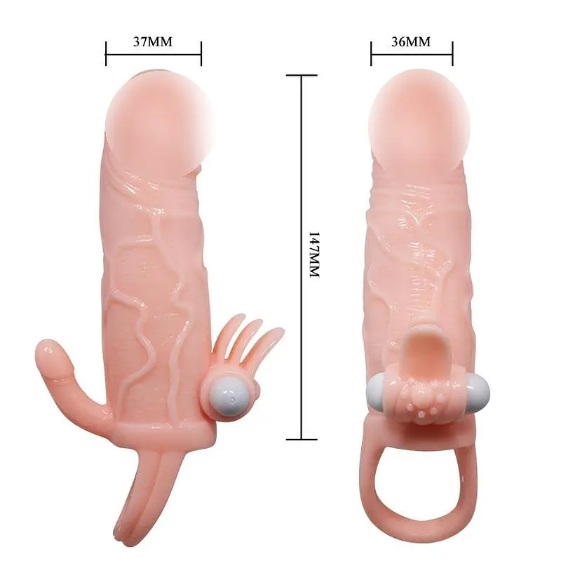 Подовжуюча насадка з вібрацією Brave Men Vibrating Sleeve Flesh LyBaile BI-026223 88025 - фото 6