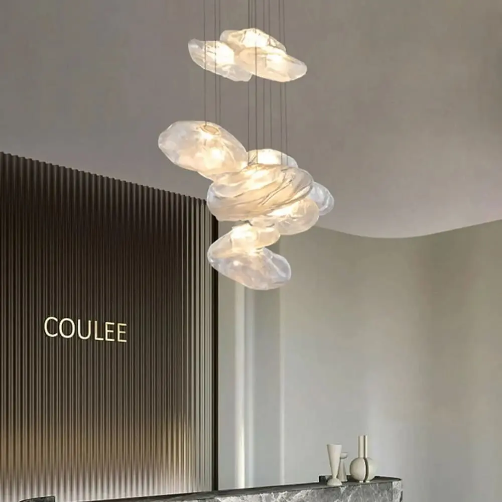 Скляний прозорий підвіс з легкими вигинами у латунному корпусі Ø 30 см | Line F | Арт. MJ82-300 AB+CL - фото 6