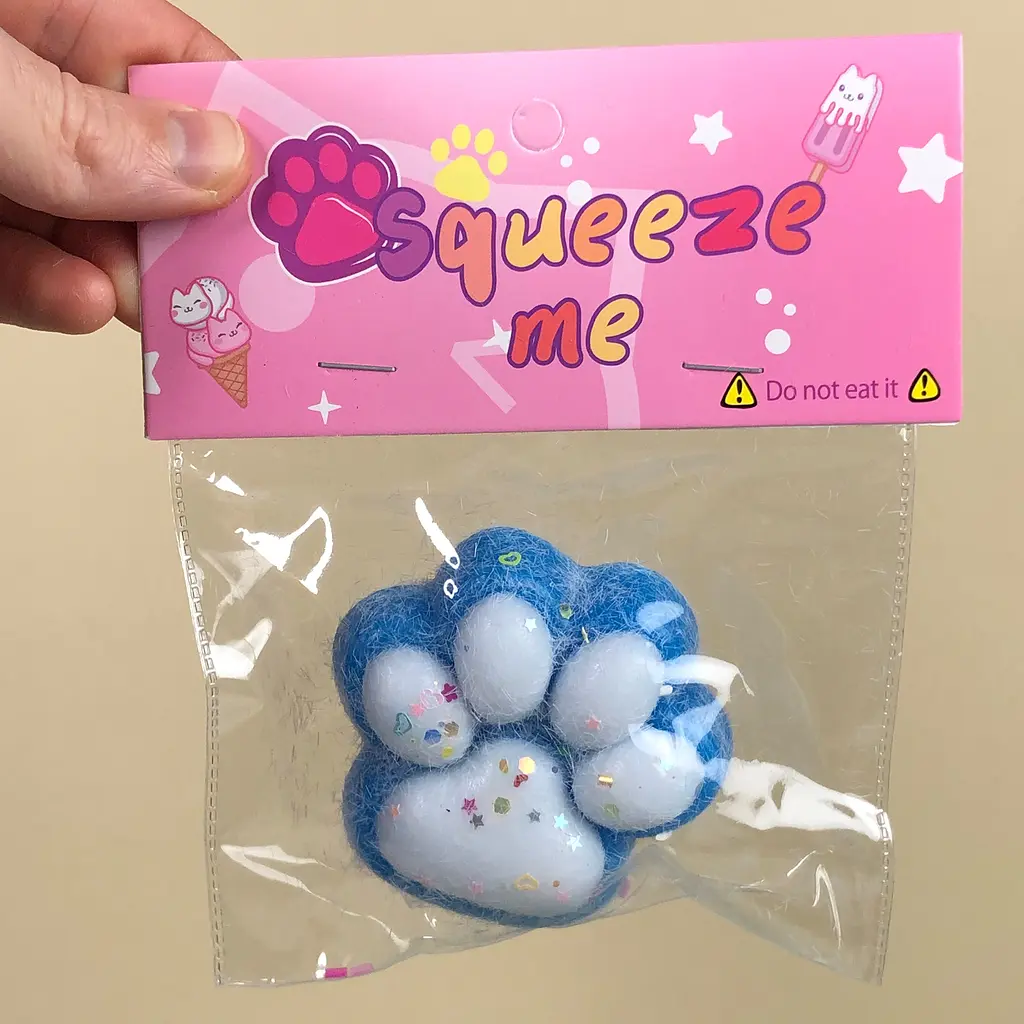 Сквіш антістрес UFT Squish Cat Paw Fluffy 4 Пухнаста лапка Blue - фото 2
