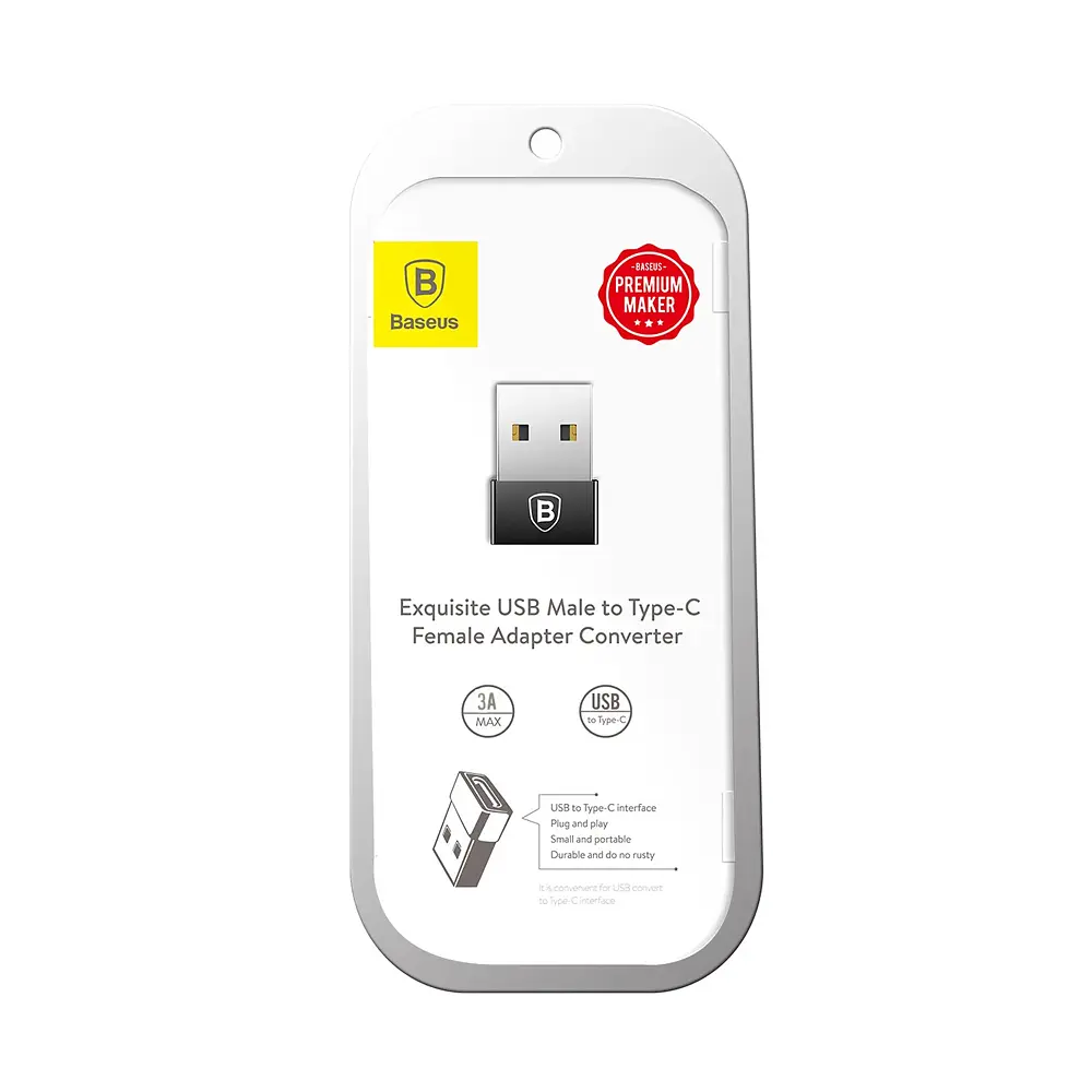 Адаптер Baseus Exquisite USB Male to Type-C Female Adapter Converter Black - фото 2