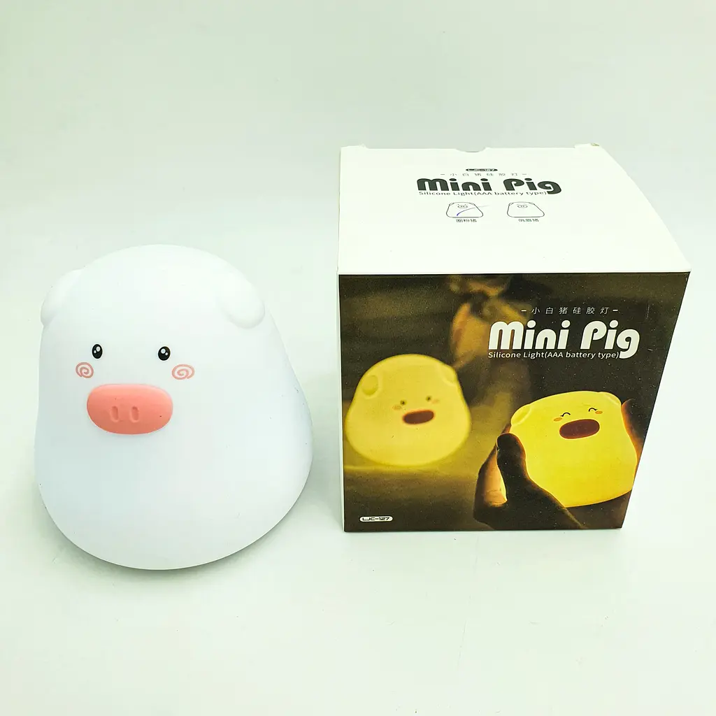 Силіконовий дитячий нічник 7 LED кольорів світильник іграшка Свинка UKC Mini Pig LAMP - фото 3