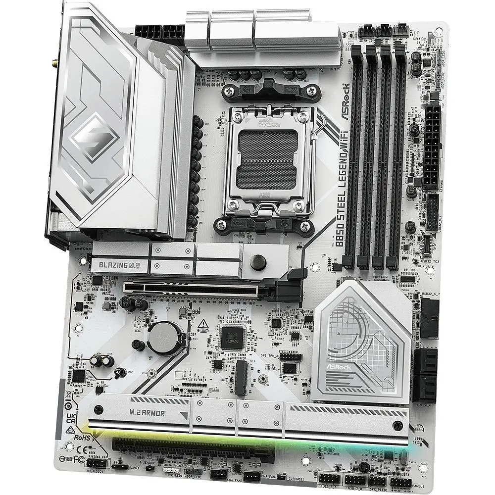 Материнская плата ASRock B850 Steel Legend WiFi (AM5/B850, 4*DDR5, 2xPCIex16, HDMI, 4xSATA,4xM.2, 2.5GLan, ATX) (B850 Steel Legend WiFi) - фото 4