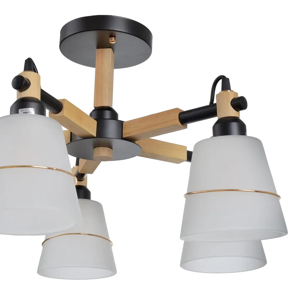 Люстра Brille потолочная деревянная E27 60W BG (BL-589C/5) - фото 4