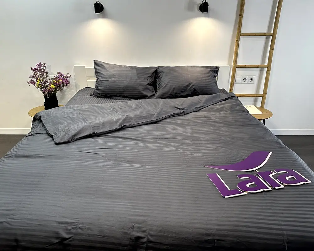Постільна білизна LARA сатин-страйп LUX graphite d13206е євро - фото 3