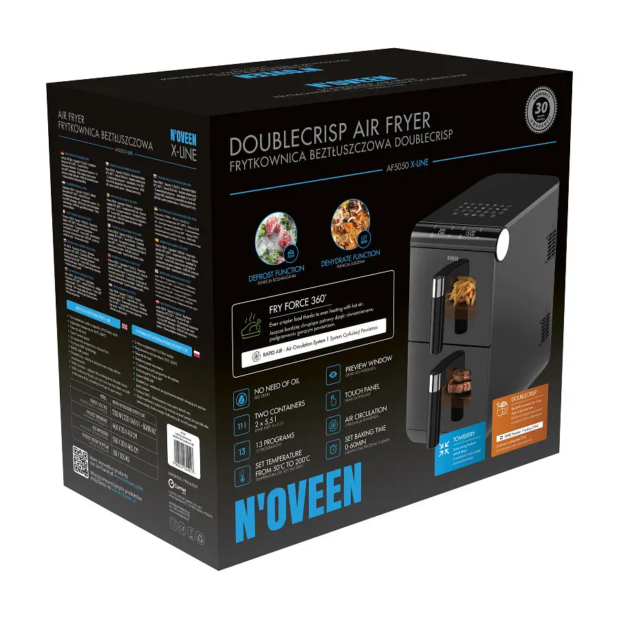 Аэрофритюрница двухкамерная NOVEEN AF5050 DoubleCrisp X-LINE 11л - фото 8