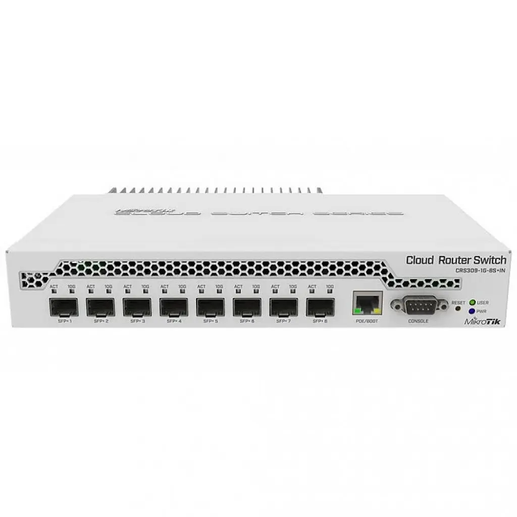 Комутатор Mikrotik CRS309-1G-8S+IN, 8xSFP+, 1хGE PoE In managment, RS232, L3) - фото 4