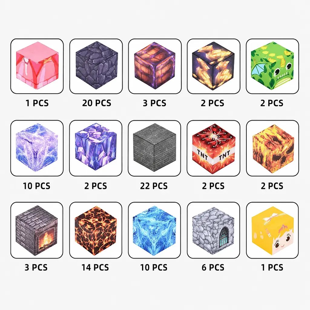 Магнітний конструктор Minecraft 100 шт + 3 фігурки кубики по грі Майнкрафт Замок Mk001016 - фото 6