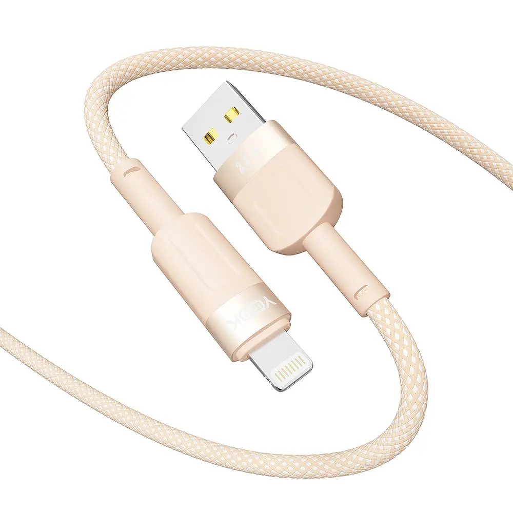 Кабель для заряджання та обміну даними Yoki YK-ST41 STYLE Series USB/Lightning 12W 2.4A/5V 1.2 м Помаранчевий - фото 5