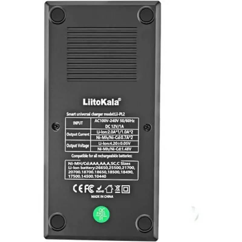 Зарядний пристрій для акумуляторів Liitokala 2 Slots, LED indicator, Li-ion(18650...RCR123...26650), NiMH(AA, AAA, SC, C) (Lii-PL2) - фото 2